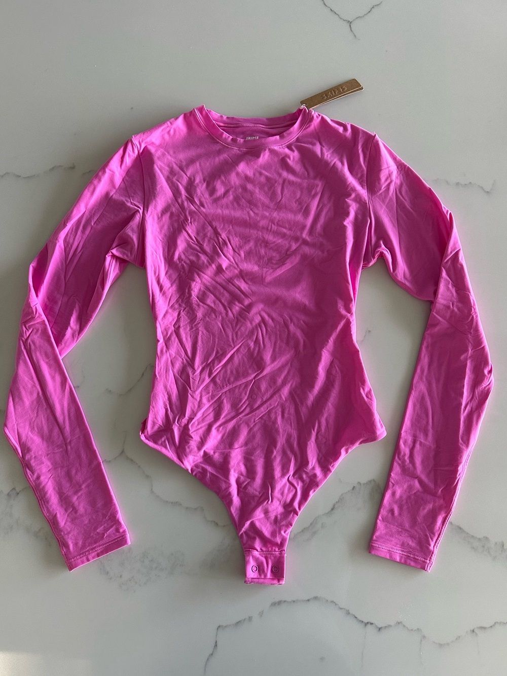 Skims🩷 Fits Everybody Long Sleeve Crew Neck Bodysuit - Neon Orchid